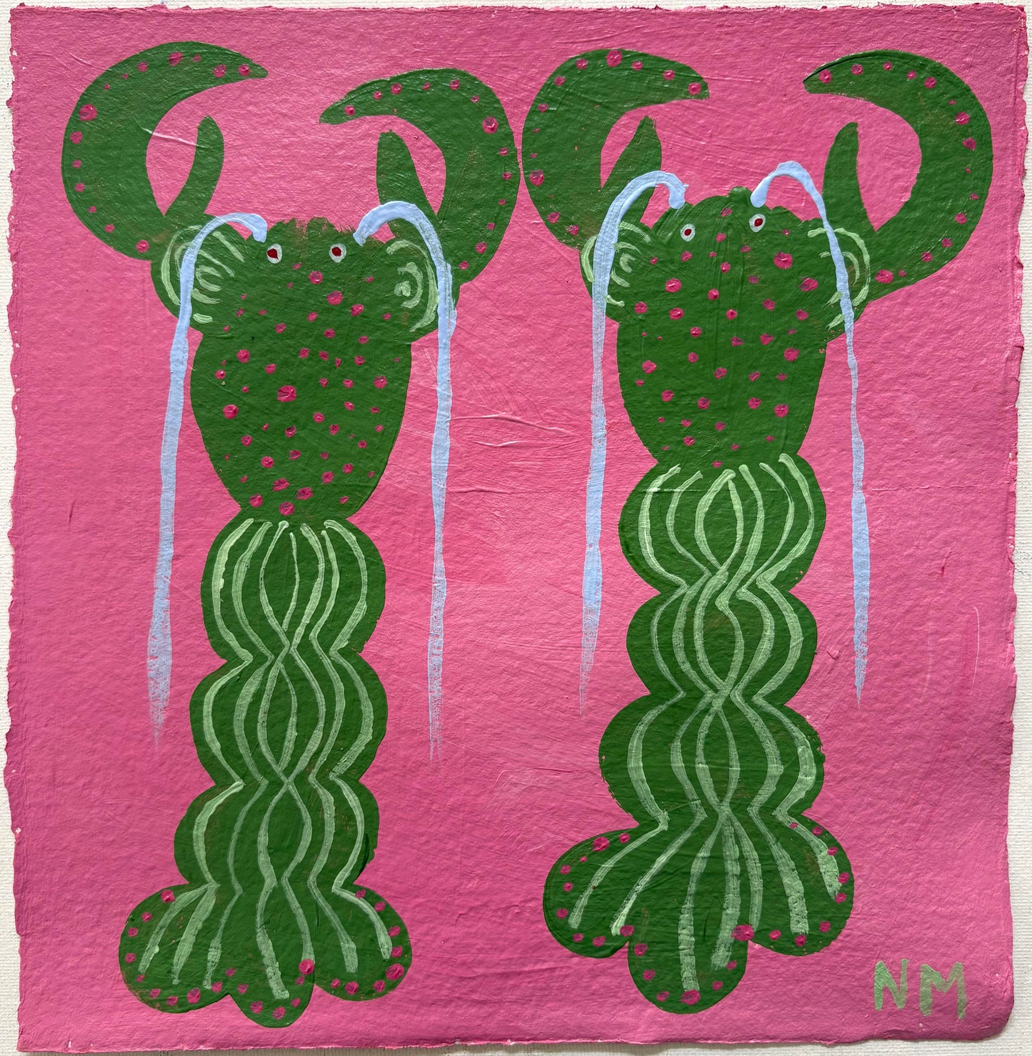 Two green lobsters.