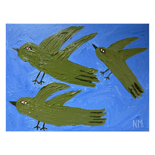 Three green birds.