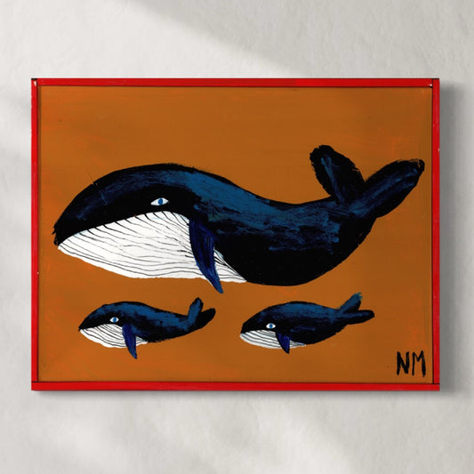 Whale family print.