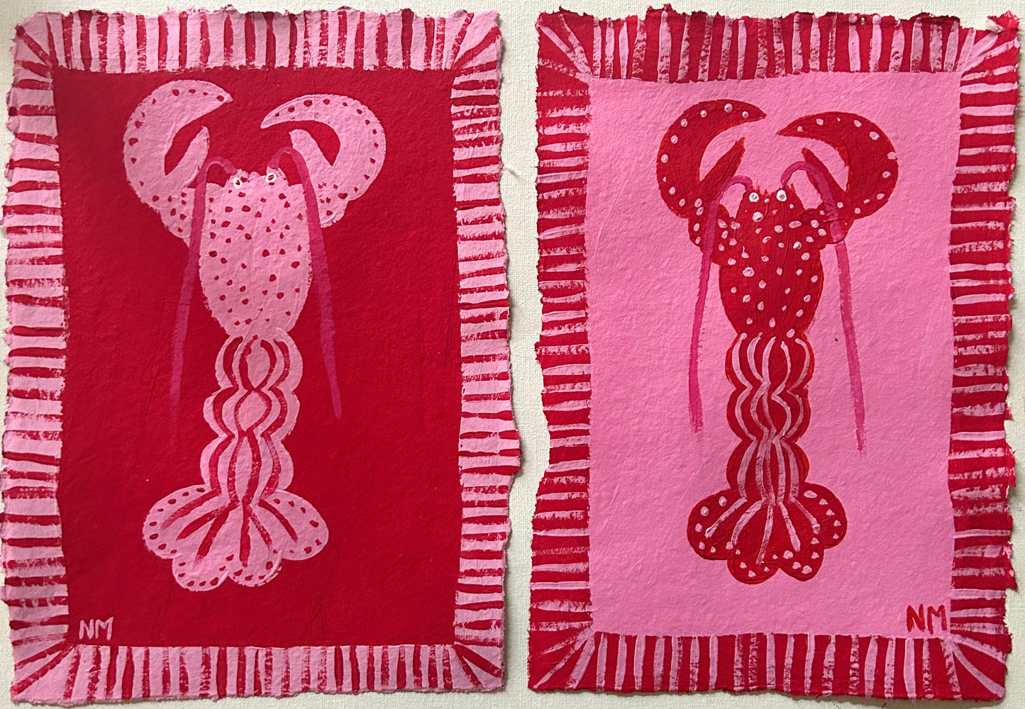 Pink and red lobsters