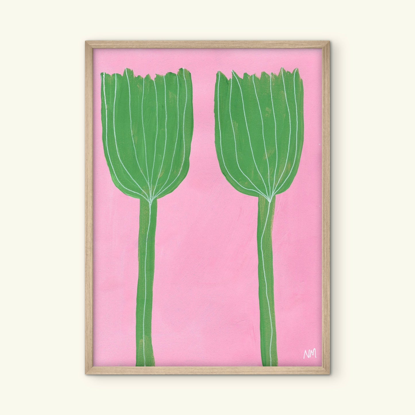Green tulips print.