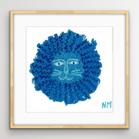 Blue lion print.