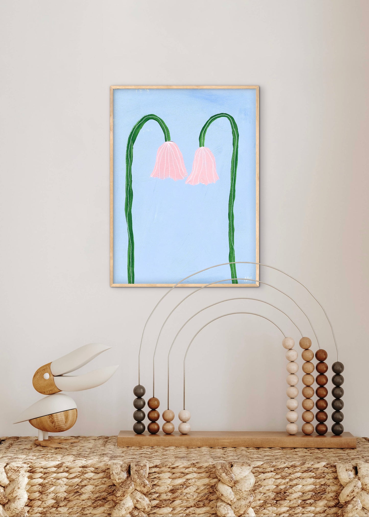 Pink tulips print.