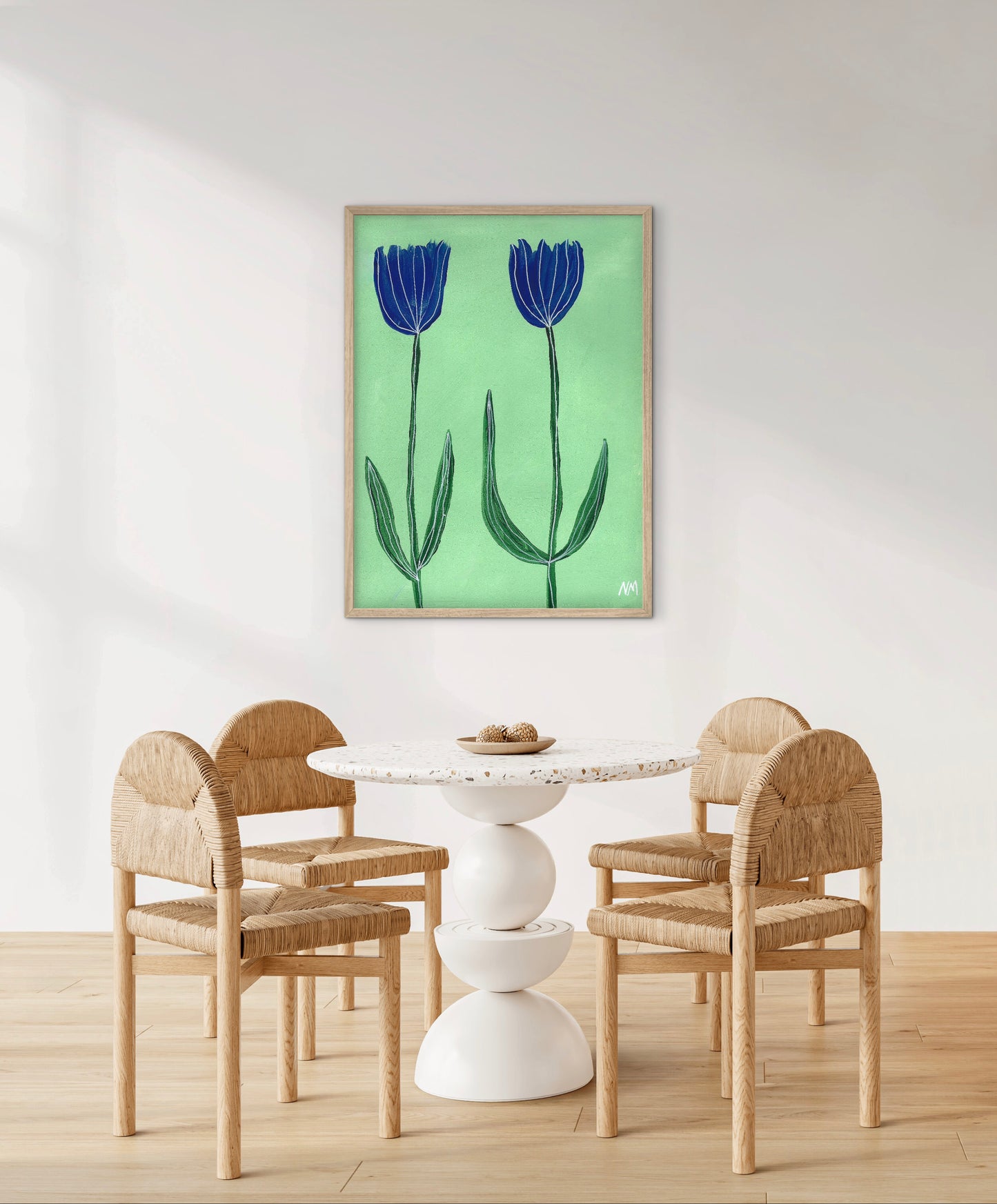 Two blue flowers print.