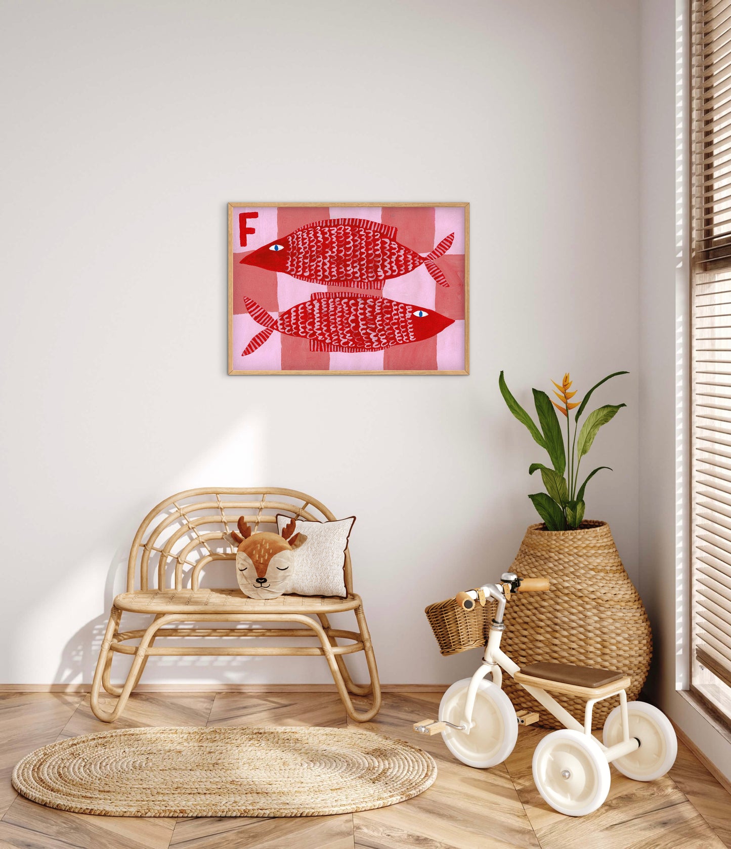Alphabet F Fish Print- Pink.
