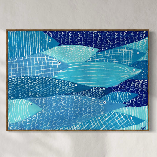 Blue fishes print