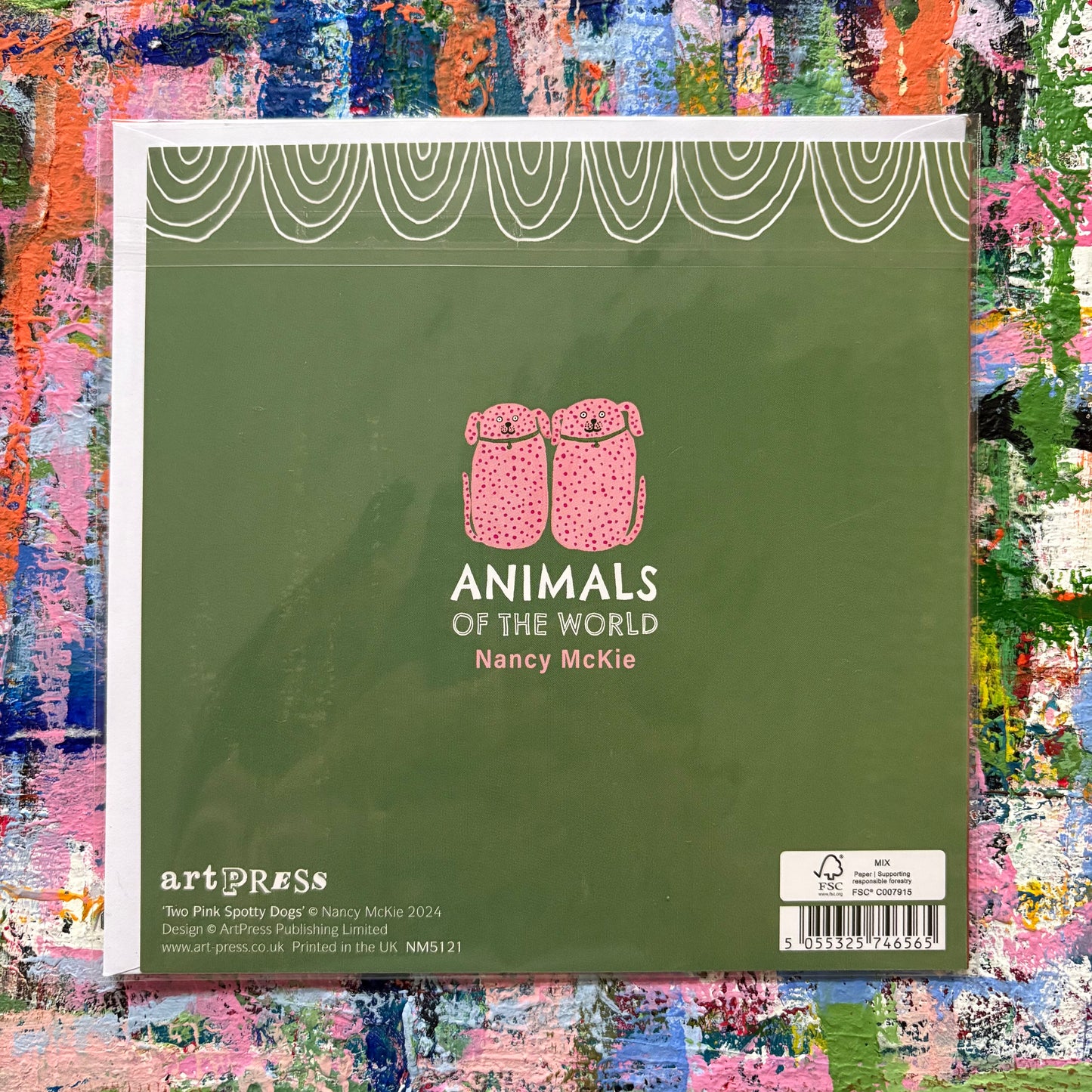 Pink spotty dogs card.