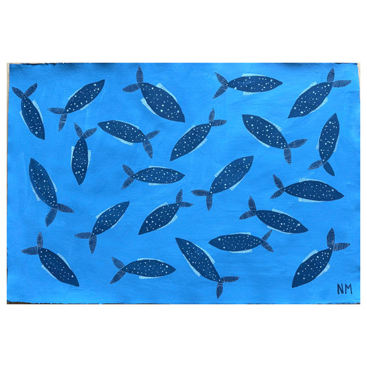 Blue fish in the sea.