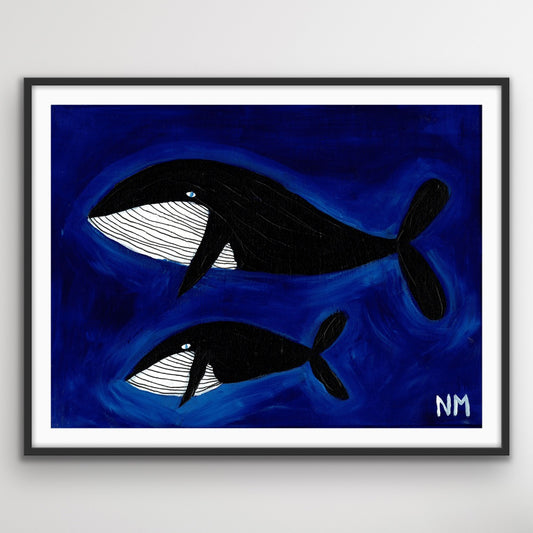 Whales in the blue print.