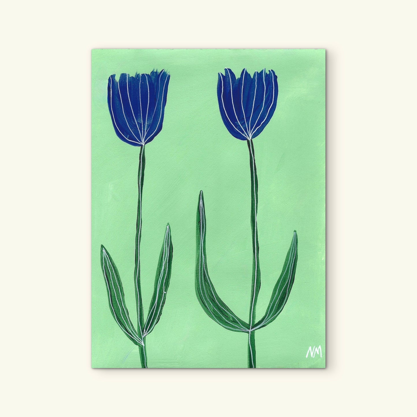 Two blue flowers print.