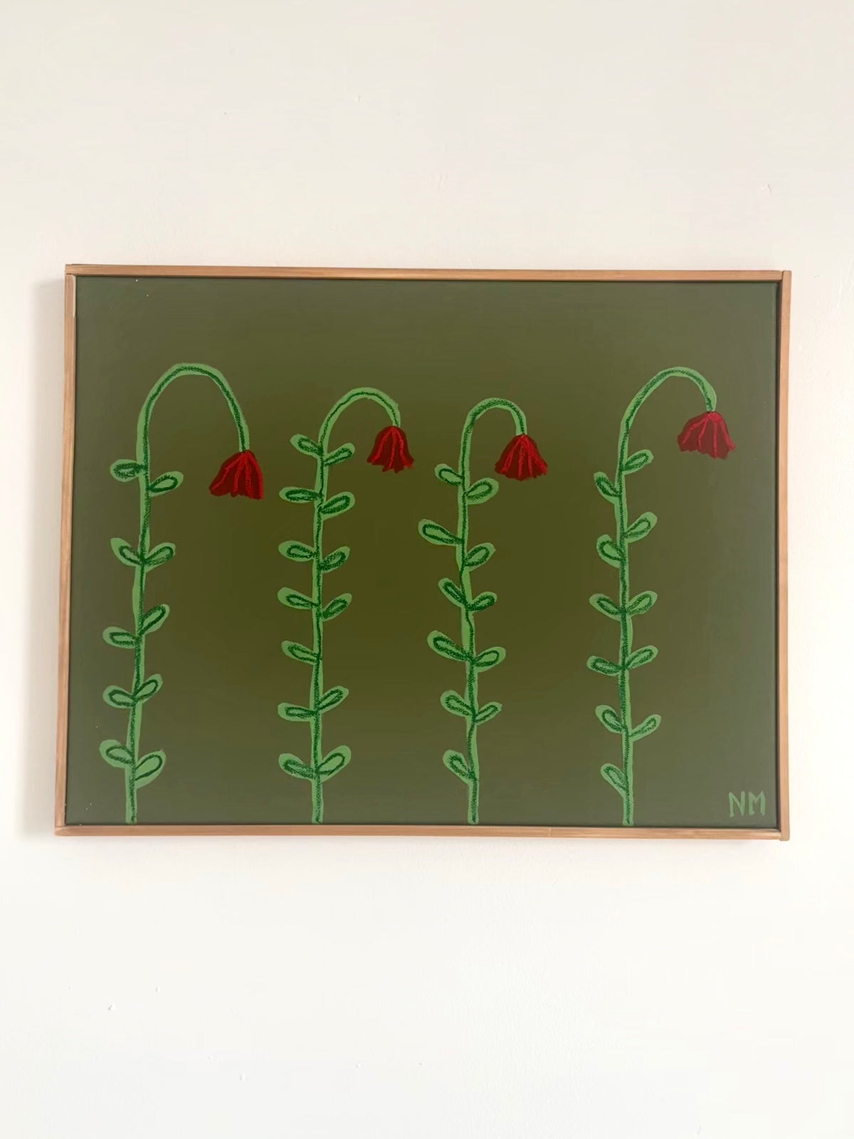 Four little red flowers.