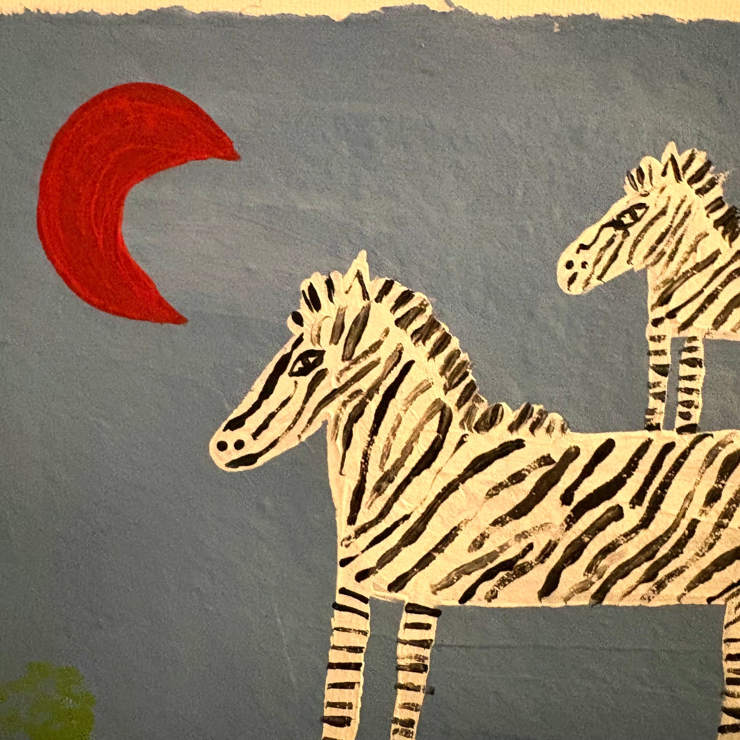 Zebras in the red moon.