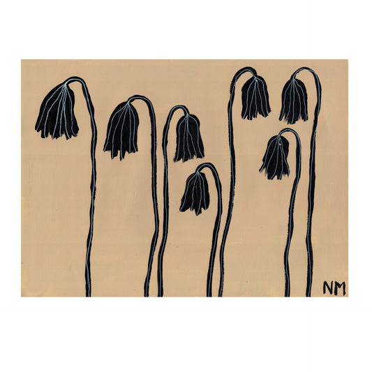 Black flowers print.