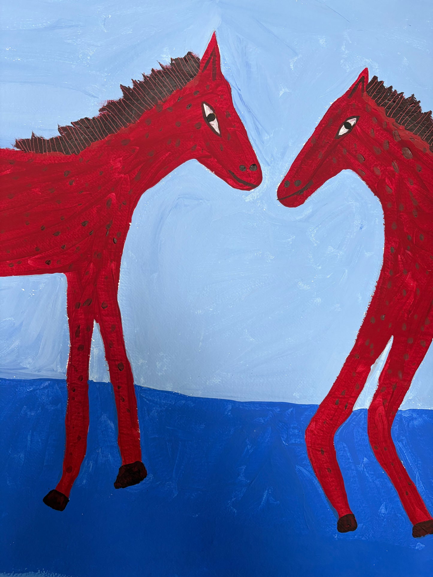 Two red horses.