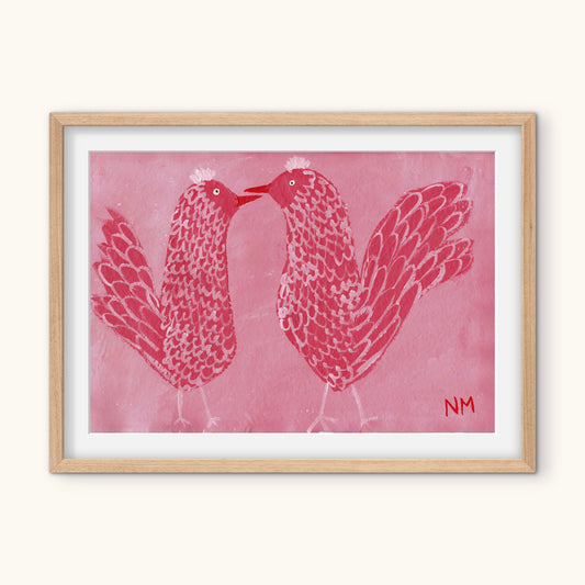 Pink Chickens Print.
