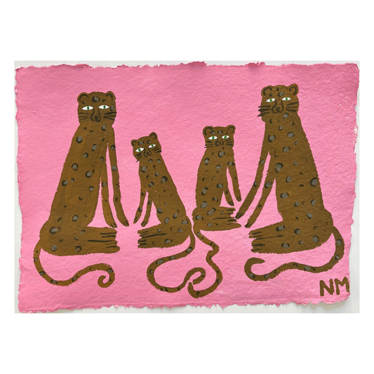 Leopard family on pink.