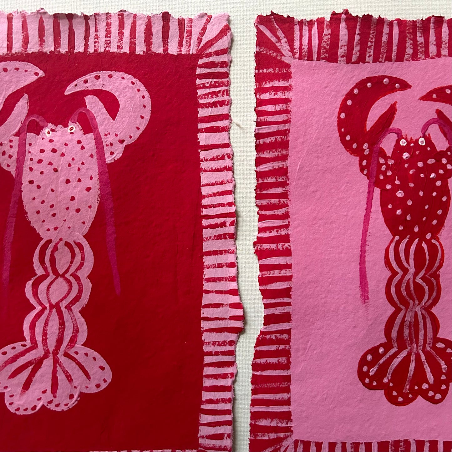 Pink and red lobsters