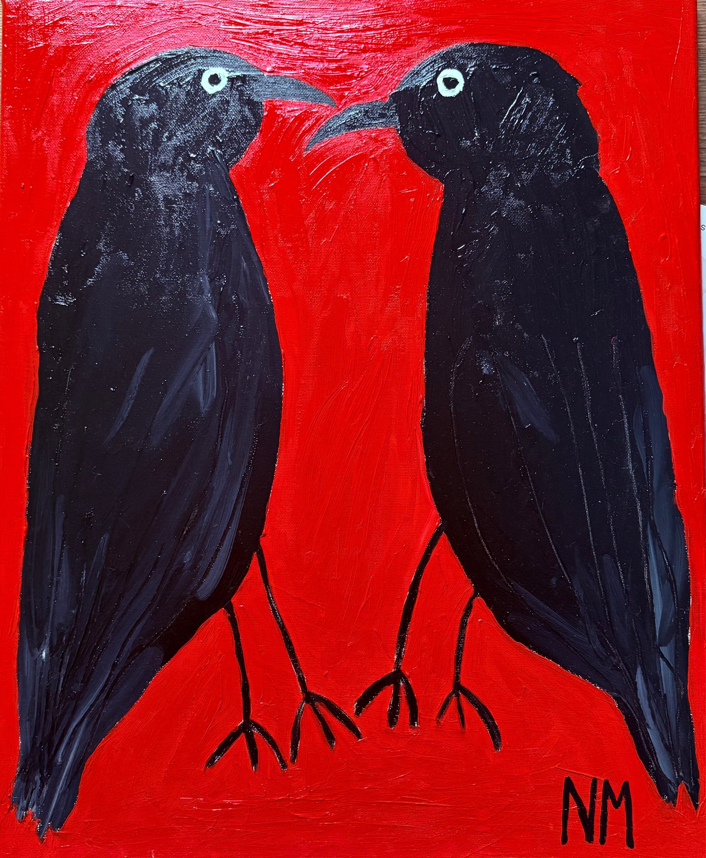 Crows on red.