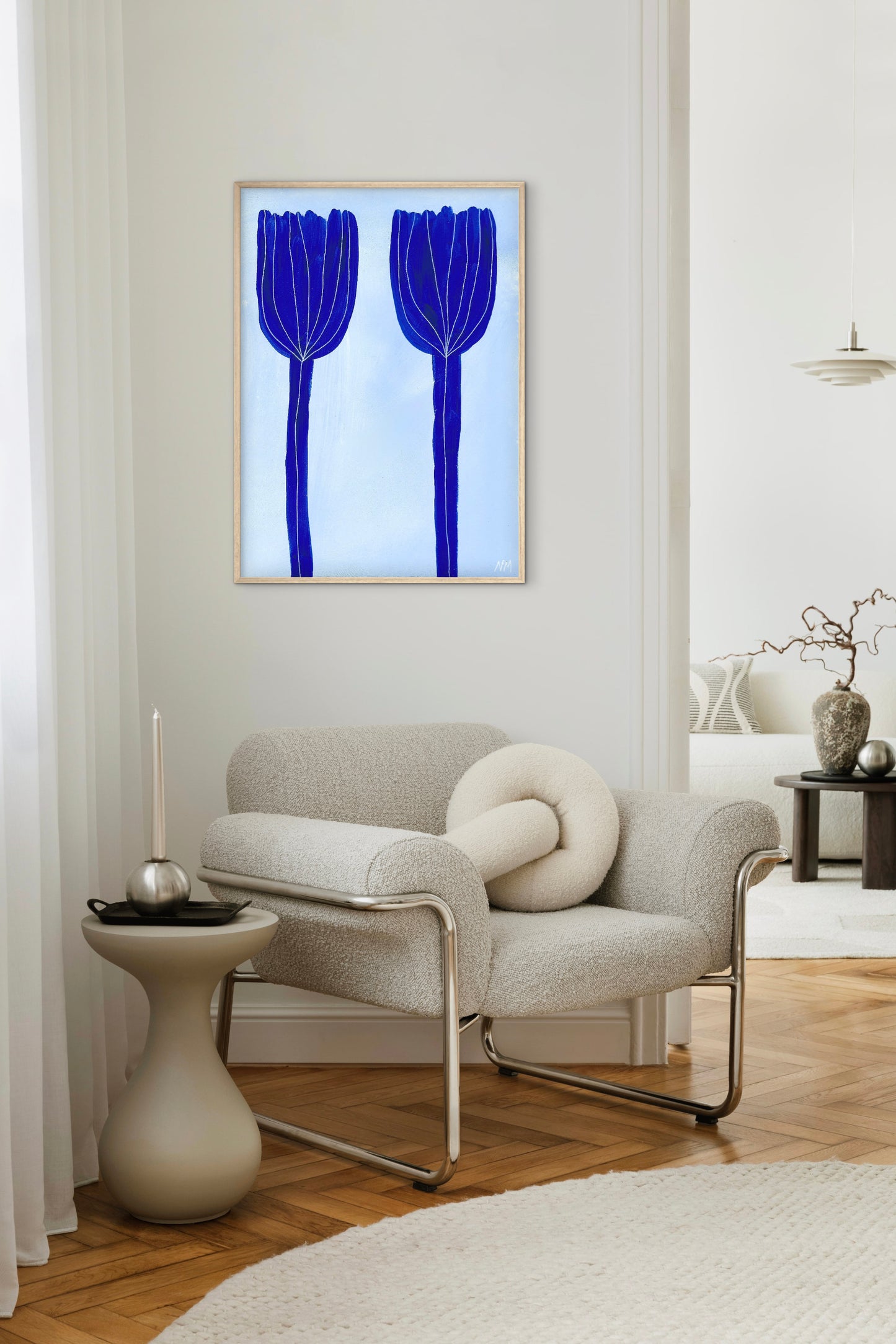 Blue tulips print.