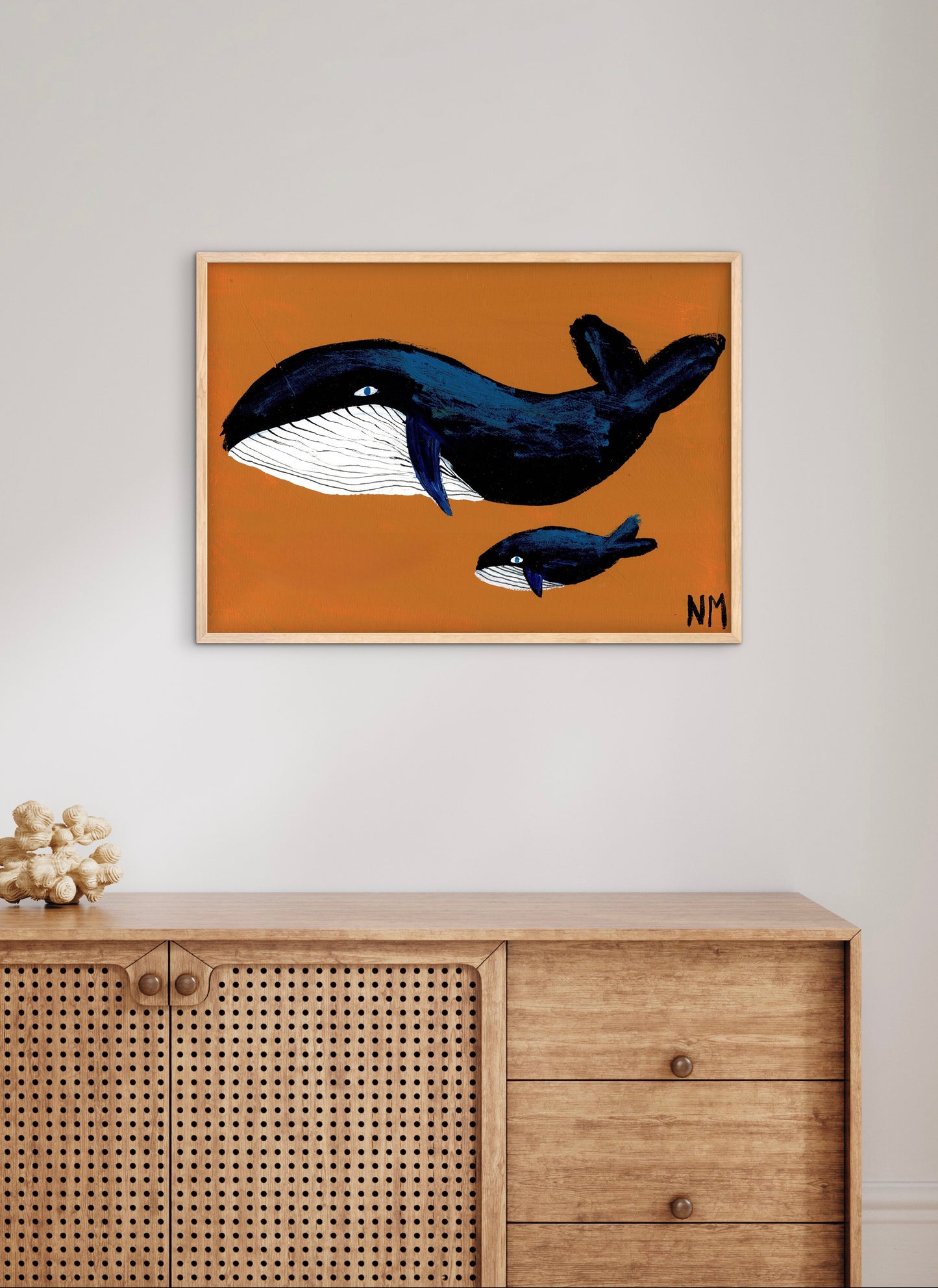 Whale family one print.