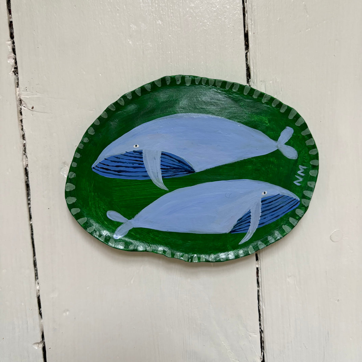 Two whales wall hanging.