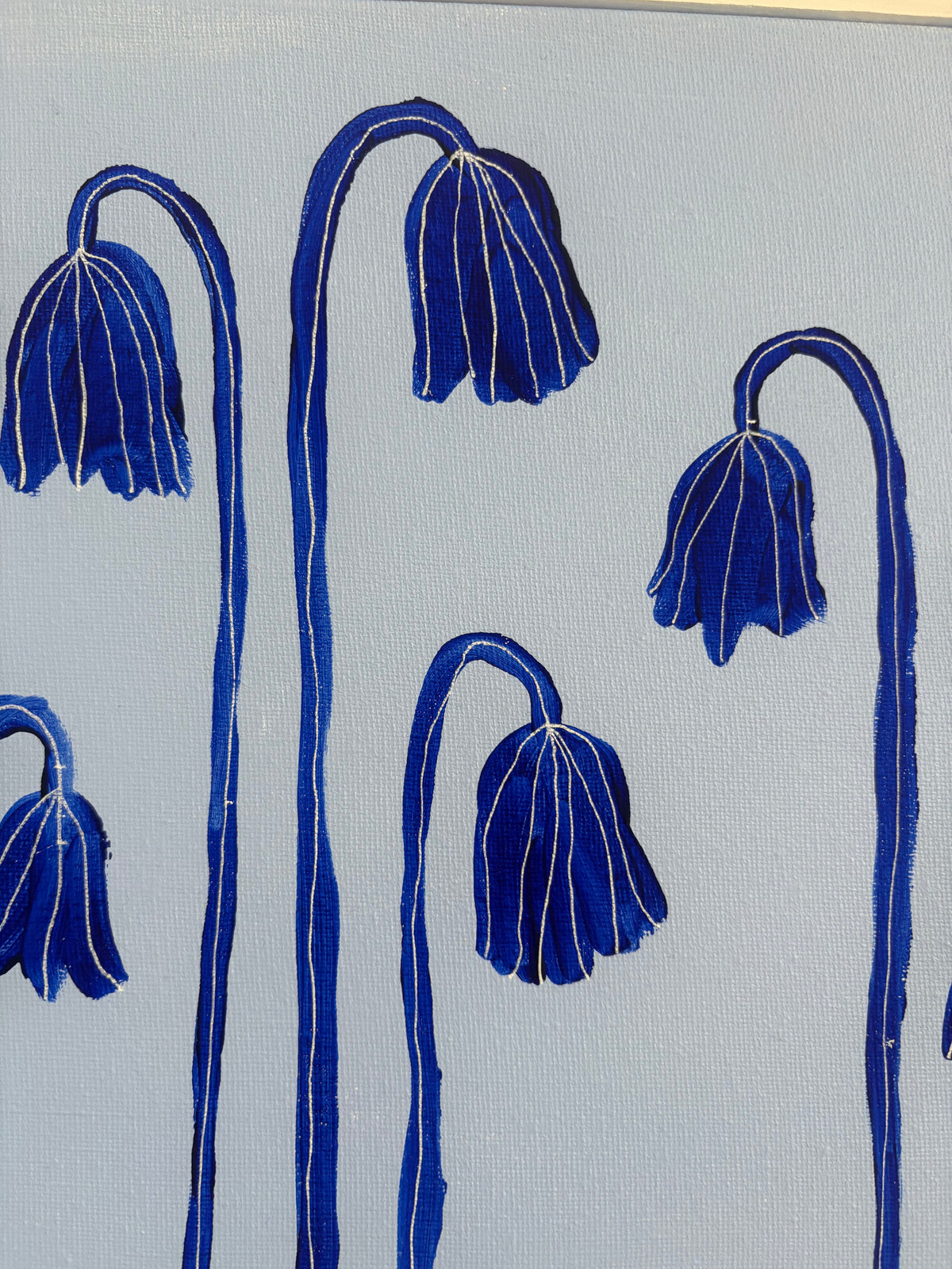 Blue flowers in the blue sky.