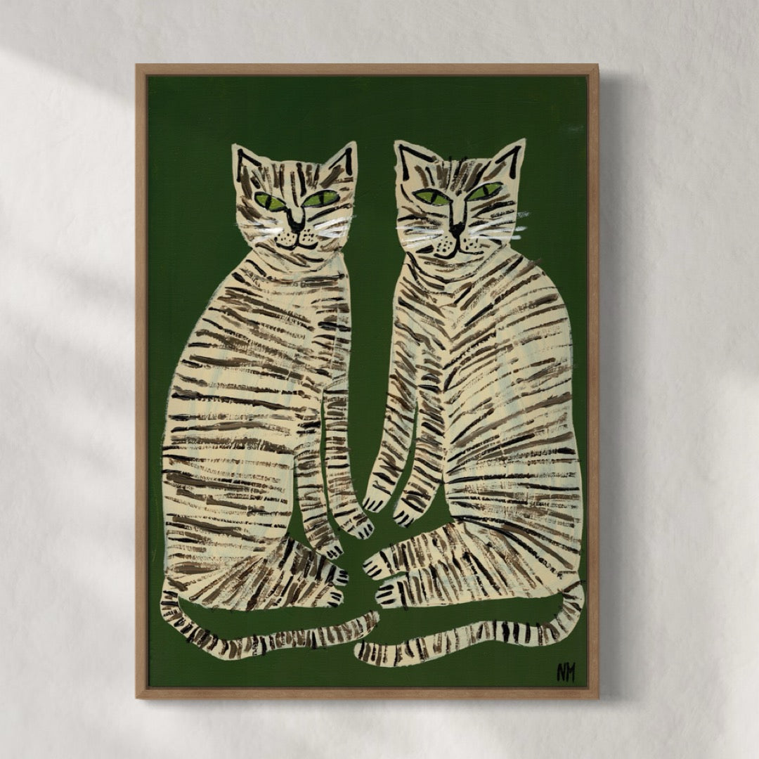 Two tabby cats print