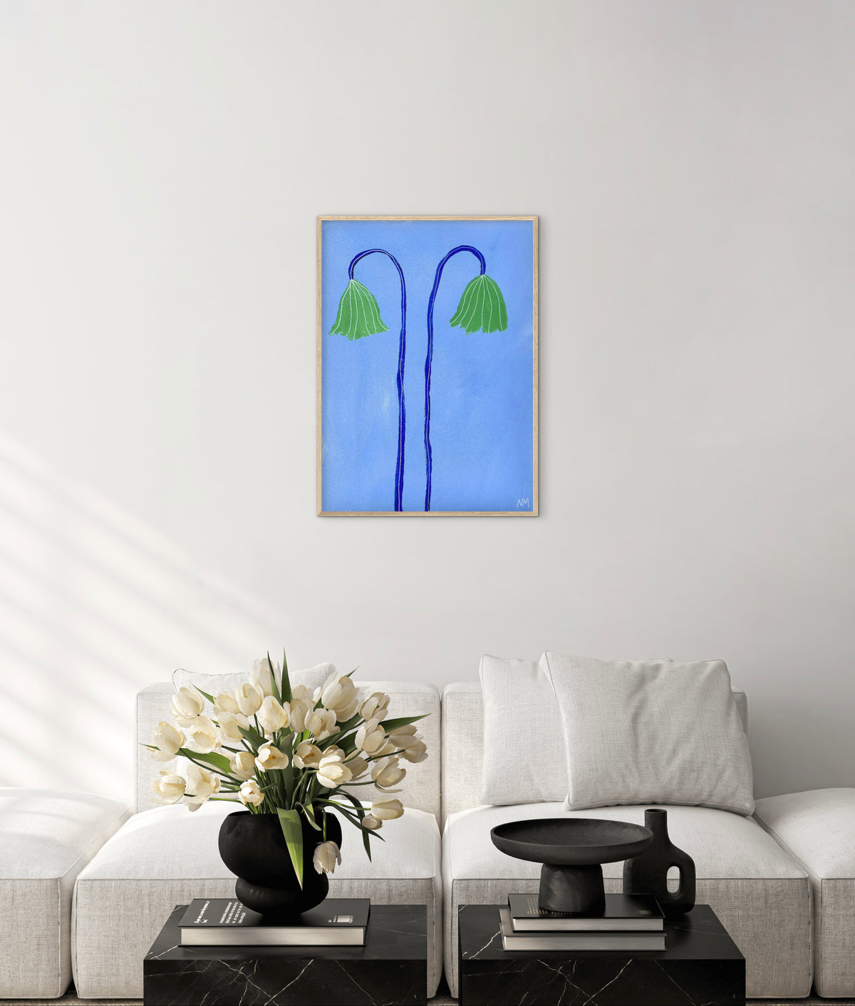 Two green flowers print.