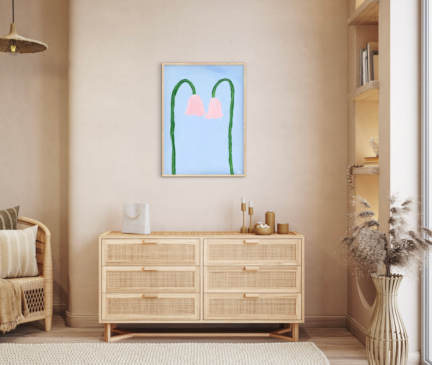 Pink tulips print.