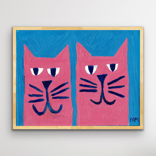 Two pink cats print.