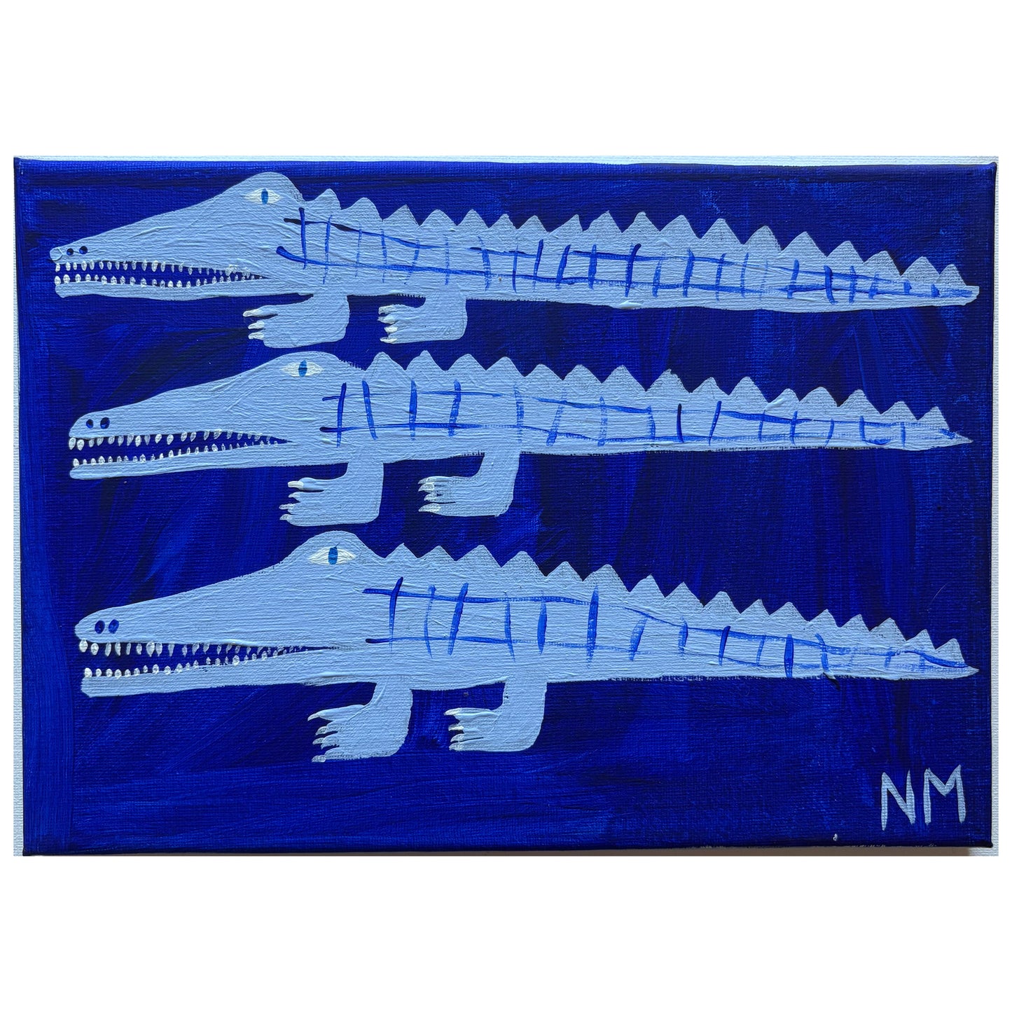 Three blue crocodiles.