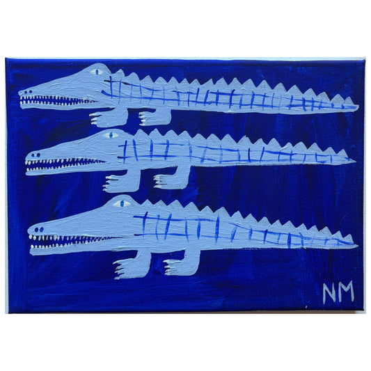 Three blue crocodiles.