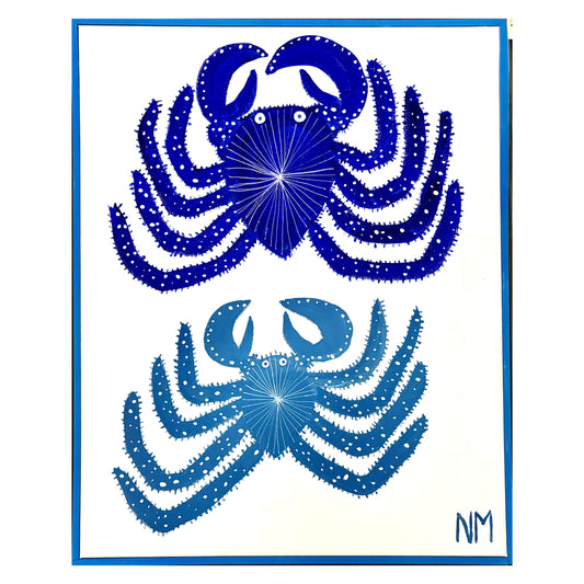 Two blue crabs.
