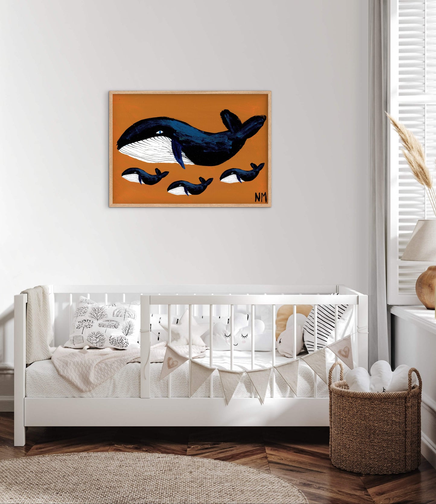 Whale family three print.
