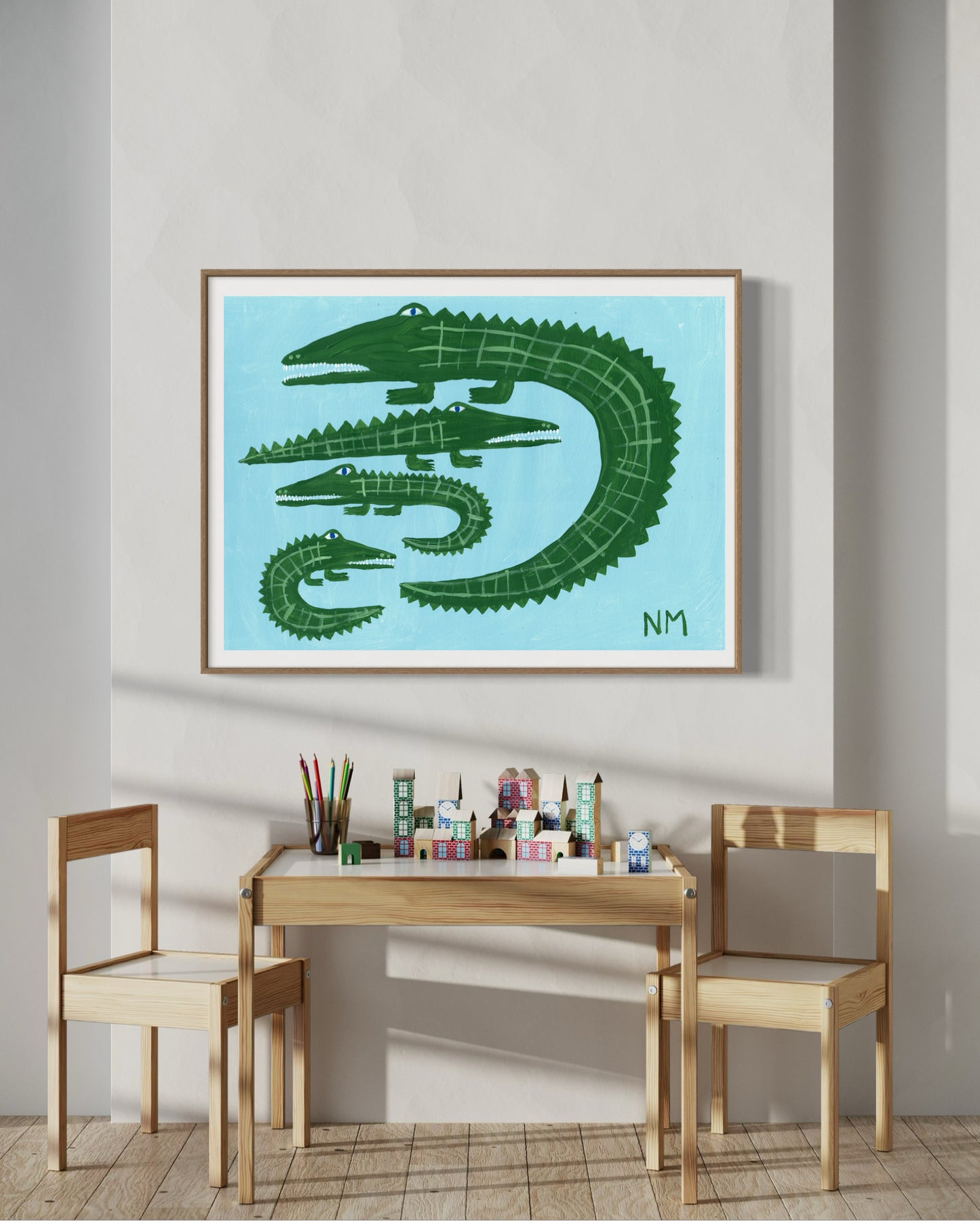 Three baby crocodiles print.