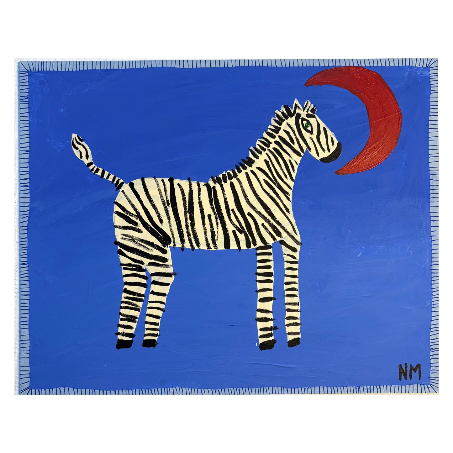 Zebra and the red moon.
