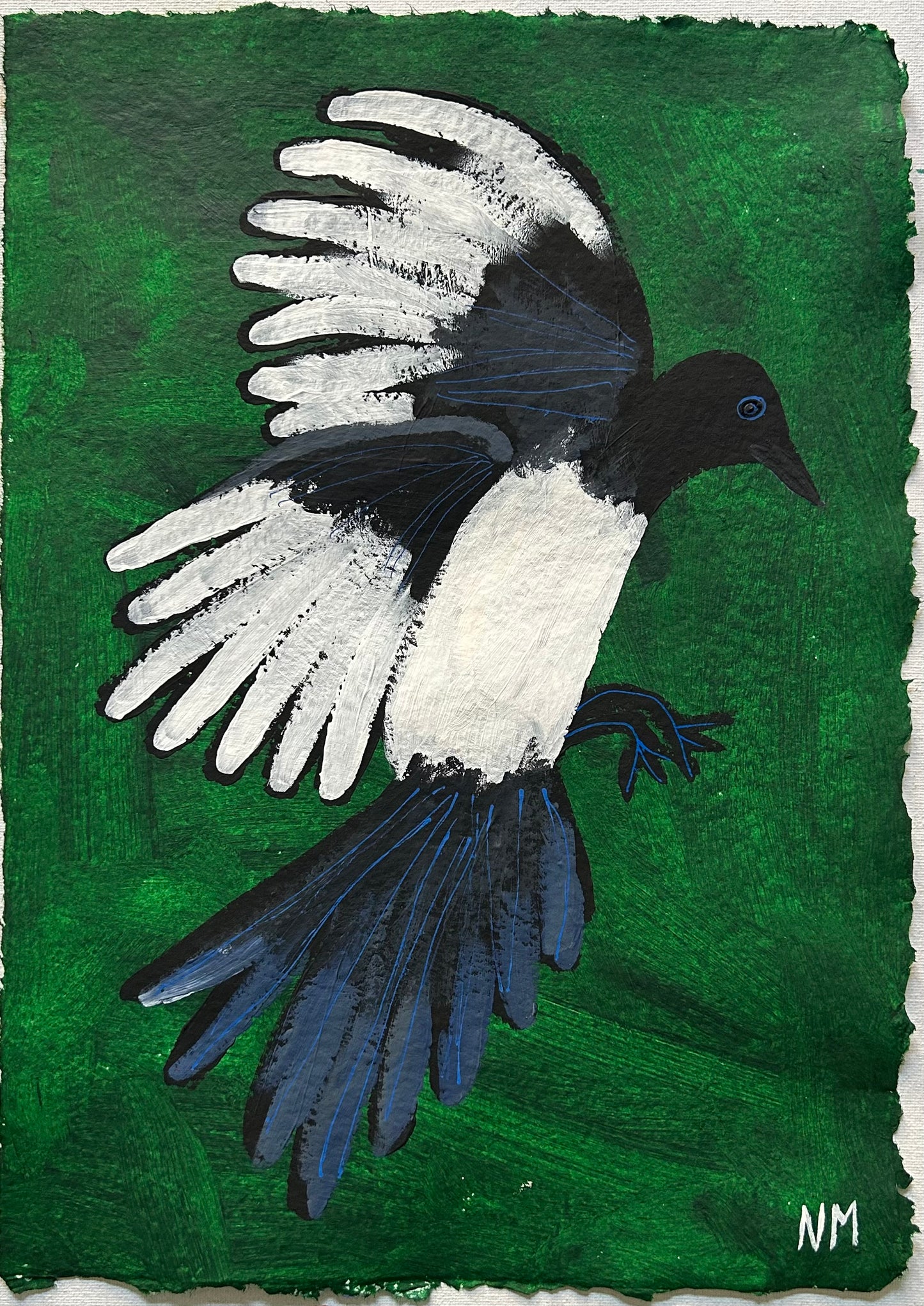 Magpie on green