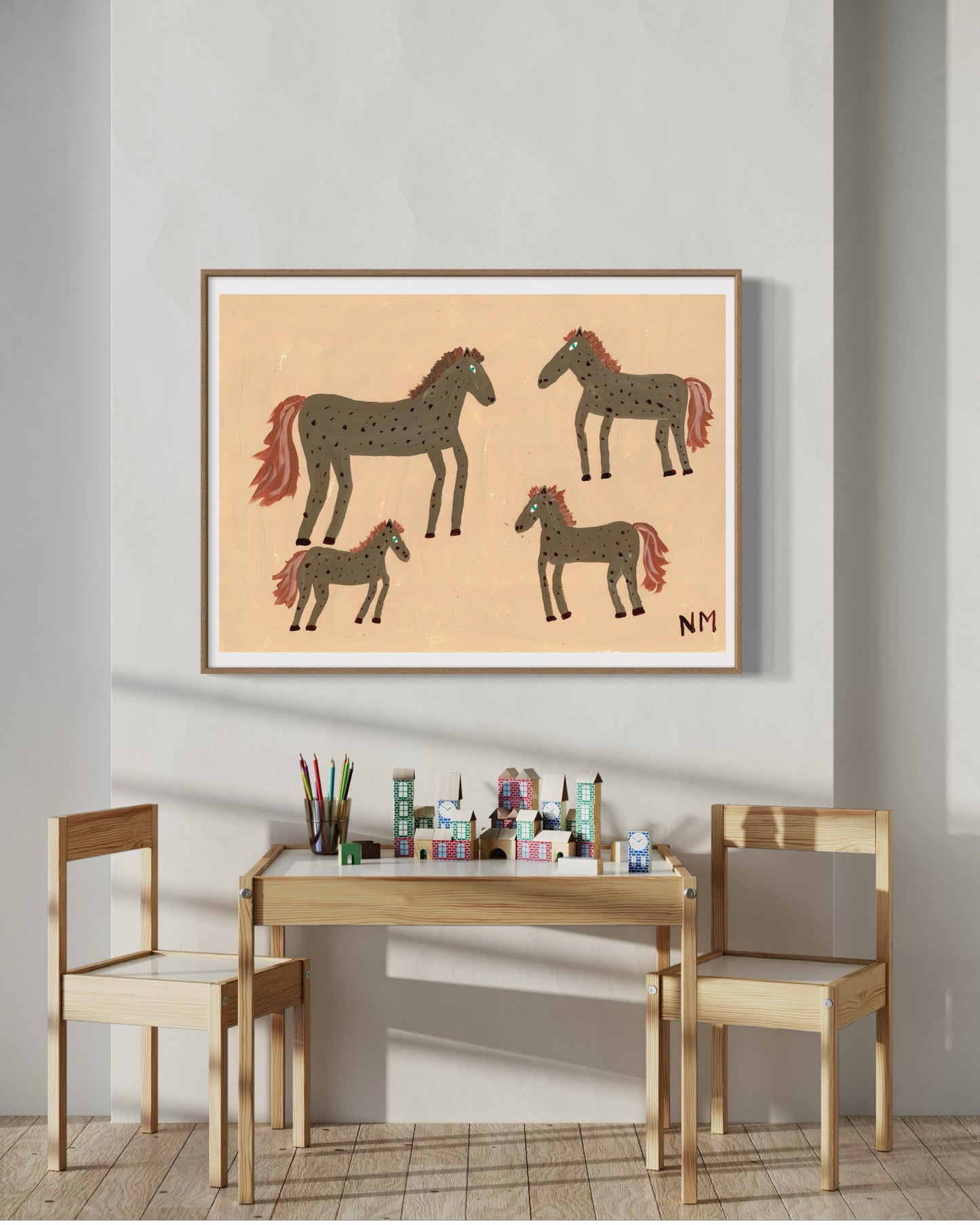 Three baby horses print.