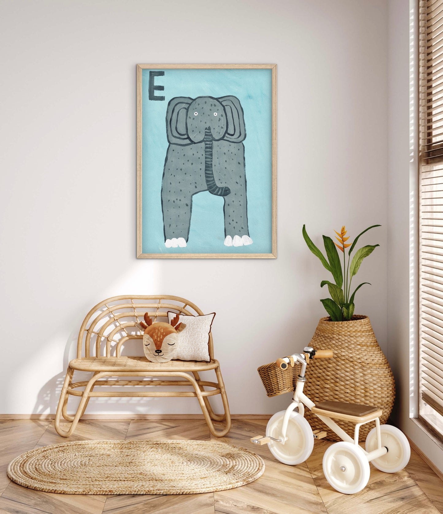 Alphabet E Elephant Print.