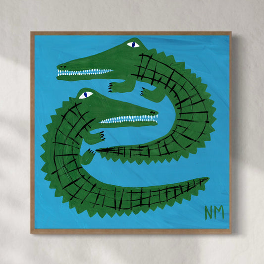 Green crocodile print.