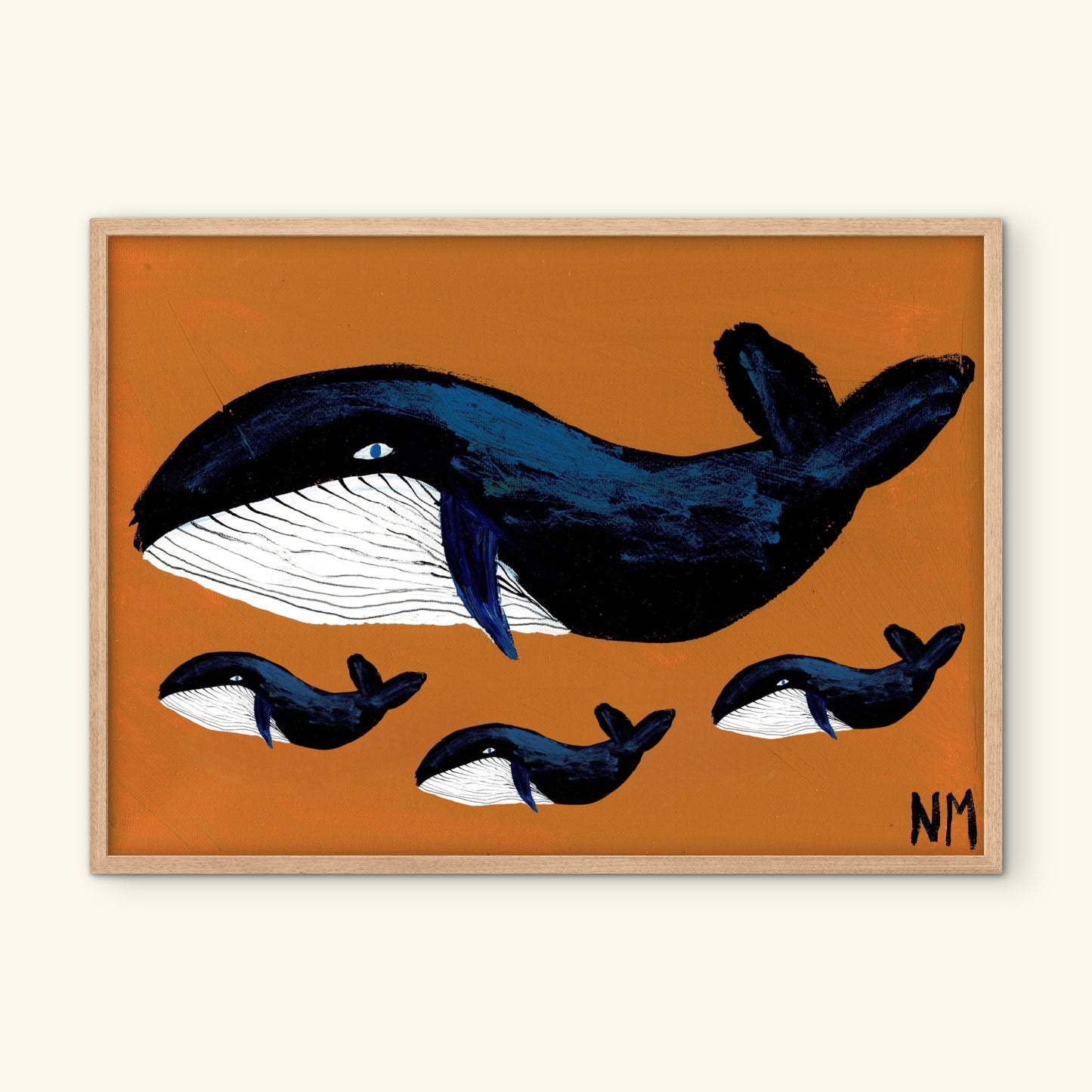 Whale family three print.