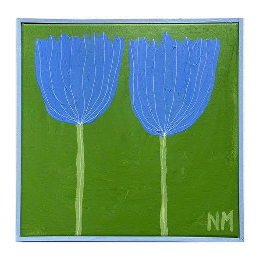 Two blue flowers.