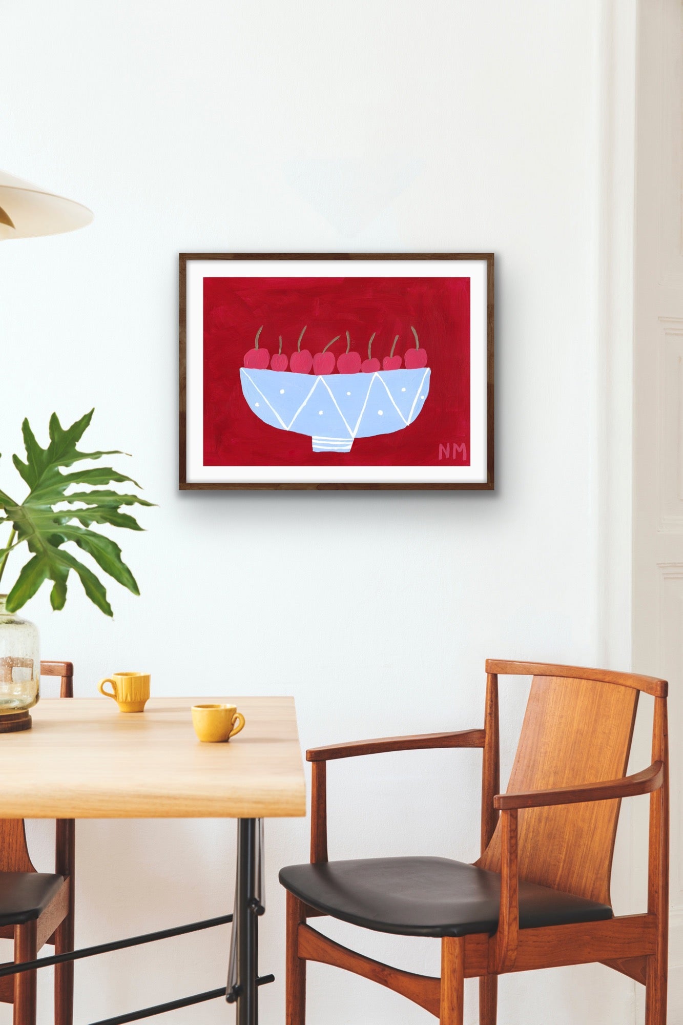 Pink cherries print.