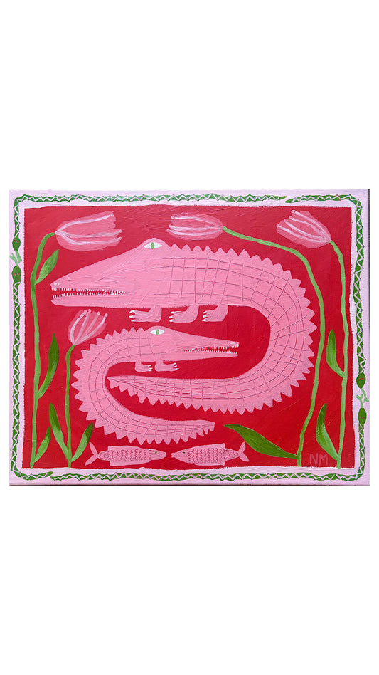 Pink crocodiles in bloom.