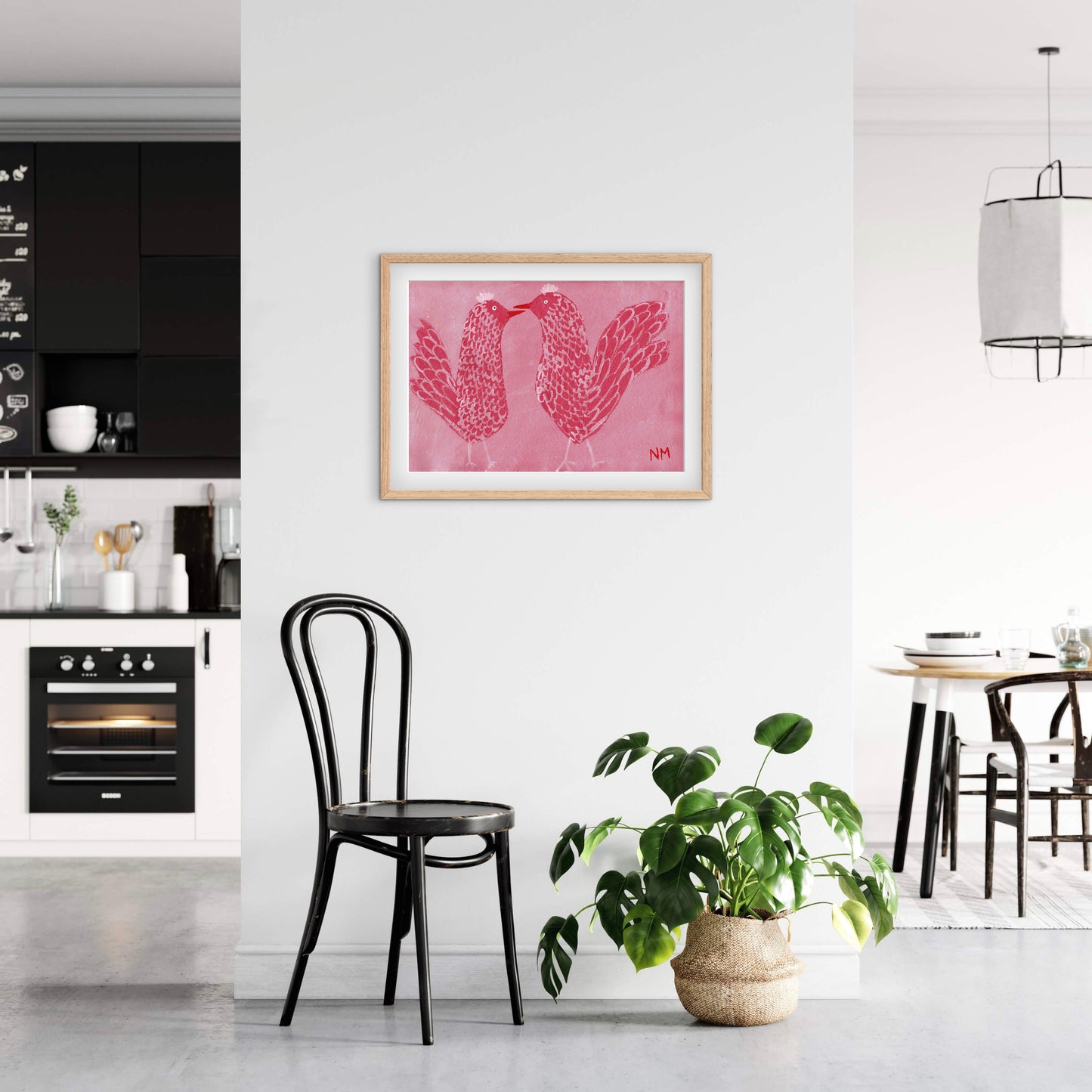 Pink Chickens Print.