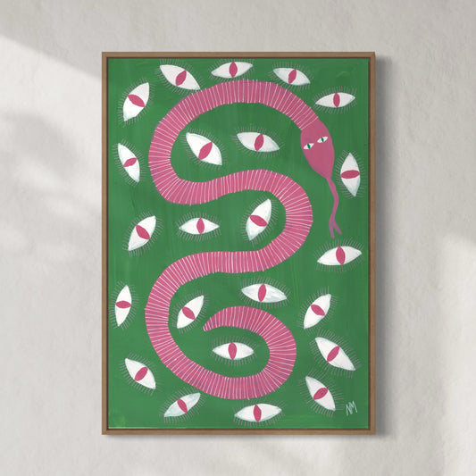 Pink snake and eyes