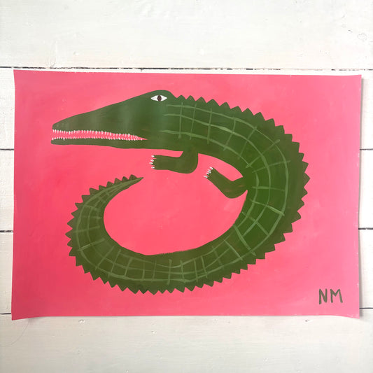 Crocodile on pink.