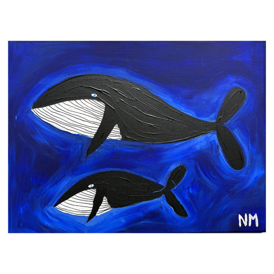Whales in the blue.
