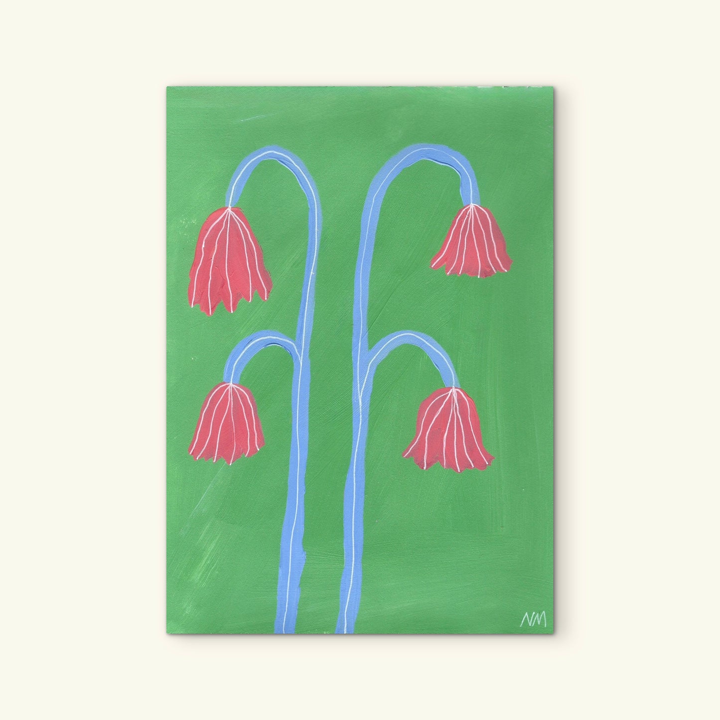Pink flowers in the grass print.