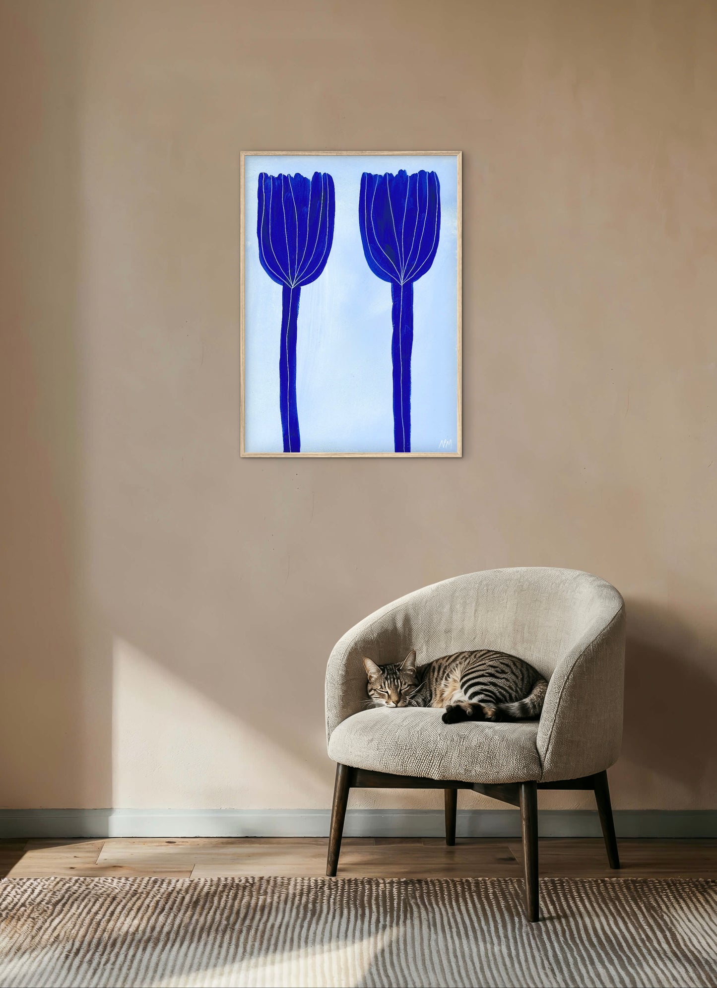 Blue tulips print.